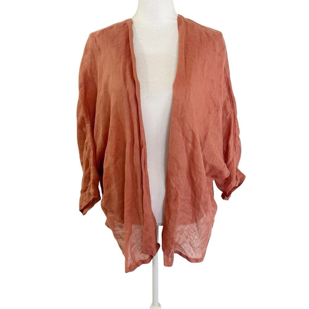 Kleen Womens 100% Linen Cardigan Size Large Beachy‎ Resortwear Cruise